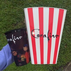 Coraline 15th Anniversary Popcorn Bucket and Cup Combo Brand New